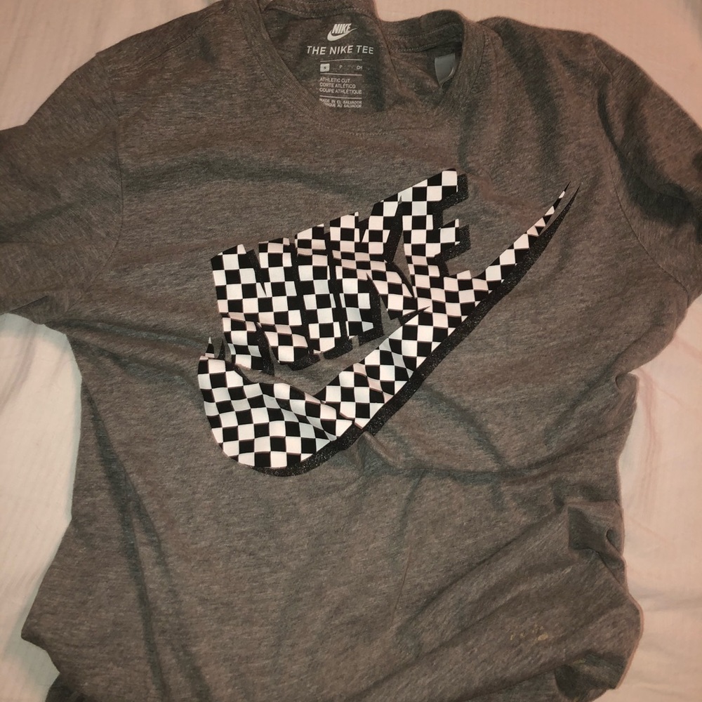 grey checkered nike shirt